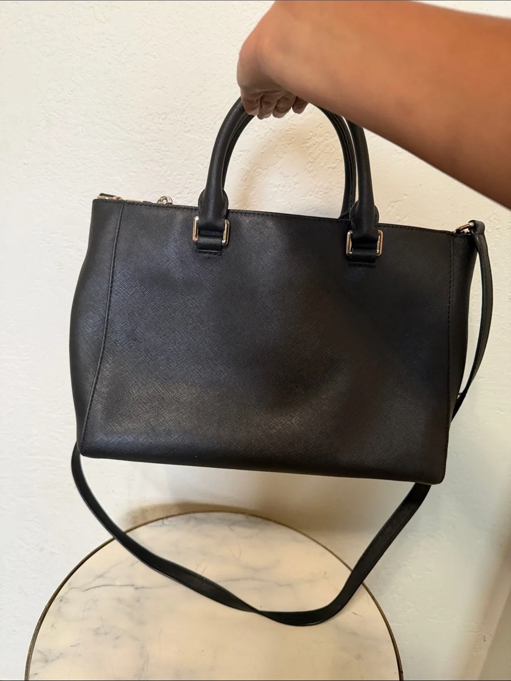Michael Kors Black Saffiano Satchel with Gold Hardware